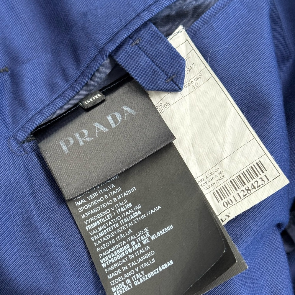 Prada Milano Blue Double-Breasted Cotton Blazer - Made in Italy - Size 50 - Picture 9 of 9